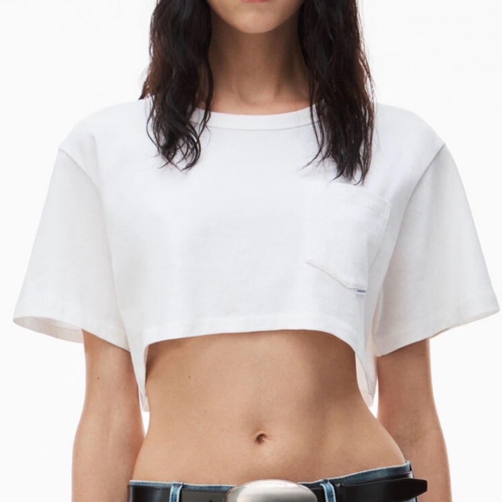 Alexander Wang White Cropped T-shirt XS